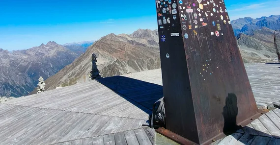 High Alpine Mountain Scape with Obelisk.