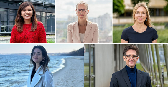 Die Preisträger*innen (v.l.n.r.): Dr. Jaya Bharti, Prof. Dr. Frauke Brosius Gersdorf, Prof. Dr. Nina Kolleck, Thaiane Maciel, Prof. Dr. Thomas Siedler
