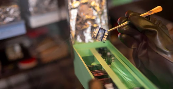 Solar cell the size of a postage stamp