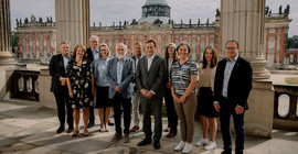 Delegation of the University of South-Eastern Norway (USN) with the President of the University of Potsdam, Prof. Oliver Günther, Ph.D. (5th from right), and the Vice President for International Affairs and Fundraising, as well as the President's Representative for the European Digital UniverCity - EDUC, Prof. Dr. Florian J. Schweigert (at left).