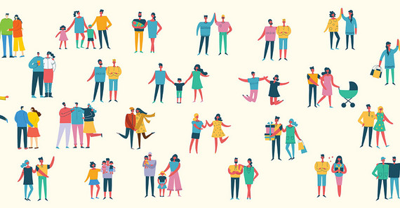 Die Illustration zeigt verschiedene Familienkonstellationen. Die Grafik ist von AdobeStock/virinaflora.
