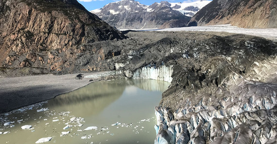 Tulsequah Lake, which is also dammed by the Tulsequah glacier.