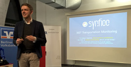 Foto: Synfioo-Mitgründer Marian Pufahl beim Kick-off zum das B! Innovation Hub. Foto: Robert Klimpke.