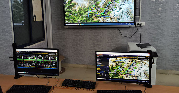 Der Kontrollraum des Frühwarnsystems in Joshimath.