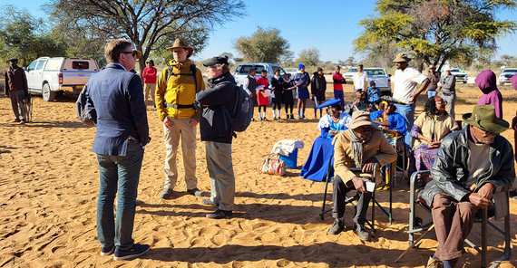 group of people at a farm