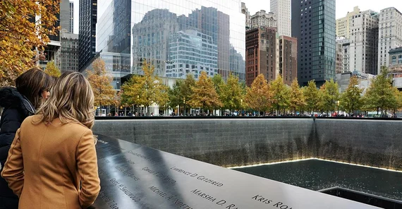 At Ground Zero, the former site of the World Trade Center