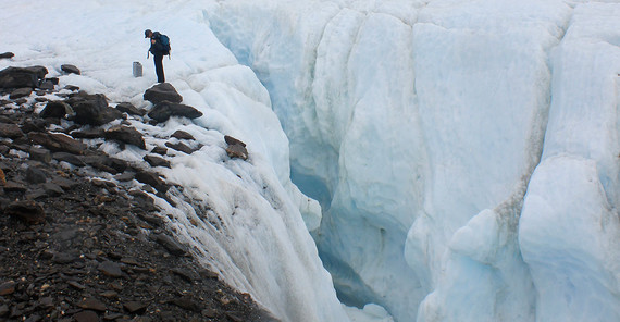 The researchers used radar to measure the glacier.